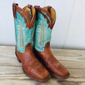 Tony Lama Turquoise Sunset Renegade Western BOOTS Leather 1074-L Womens Size 7.5